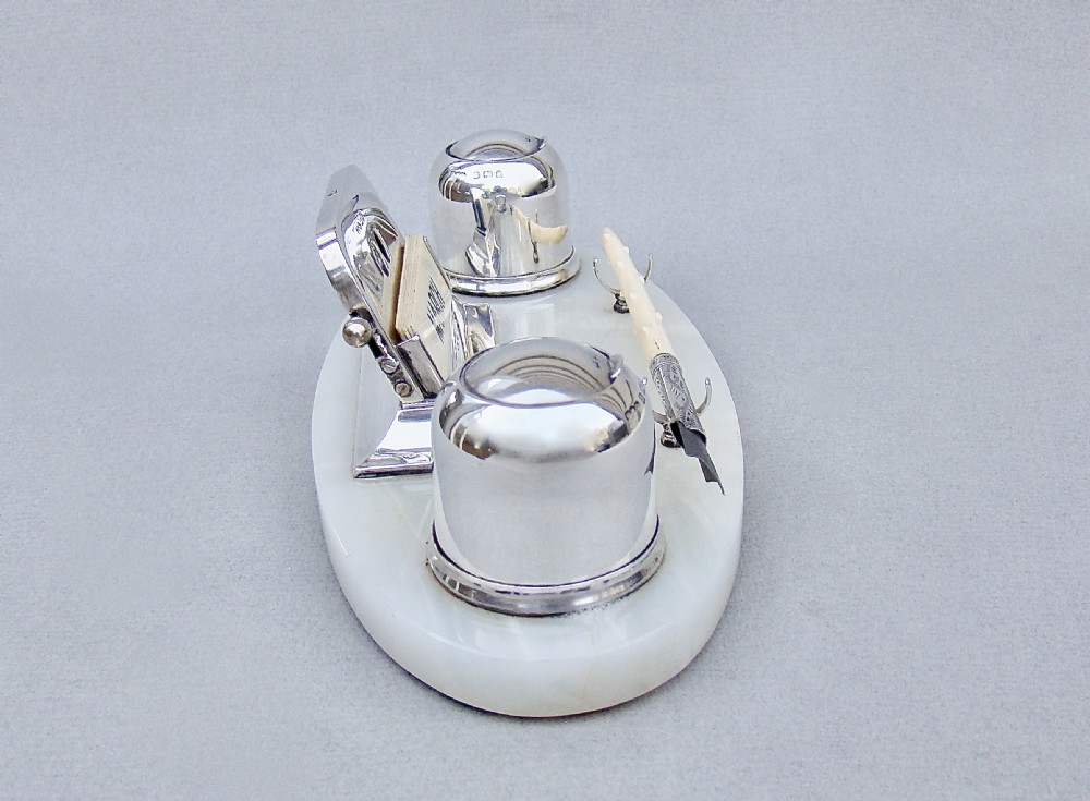 FABULOUS ART DECO SILVER DESK INKSTAND & PERPETUAL CALENDAR BY THE WILMOT MANUFACTURING CO, BIRMINGHAM 1923 View V