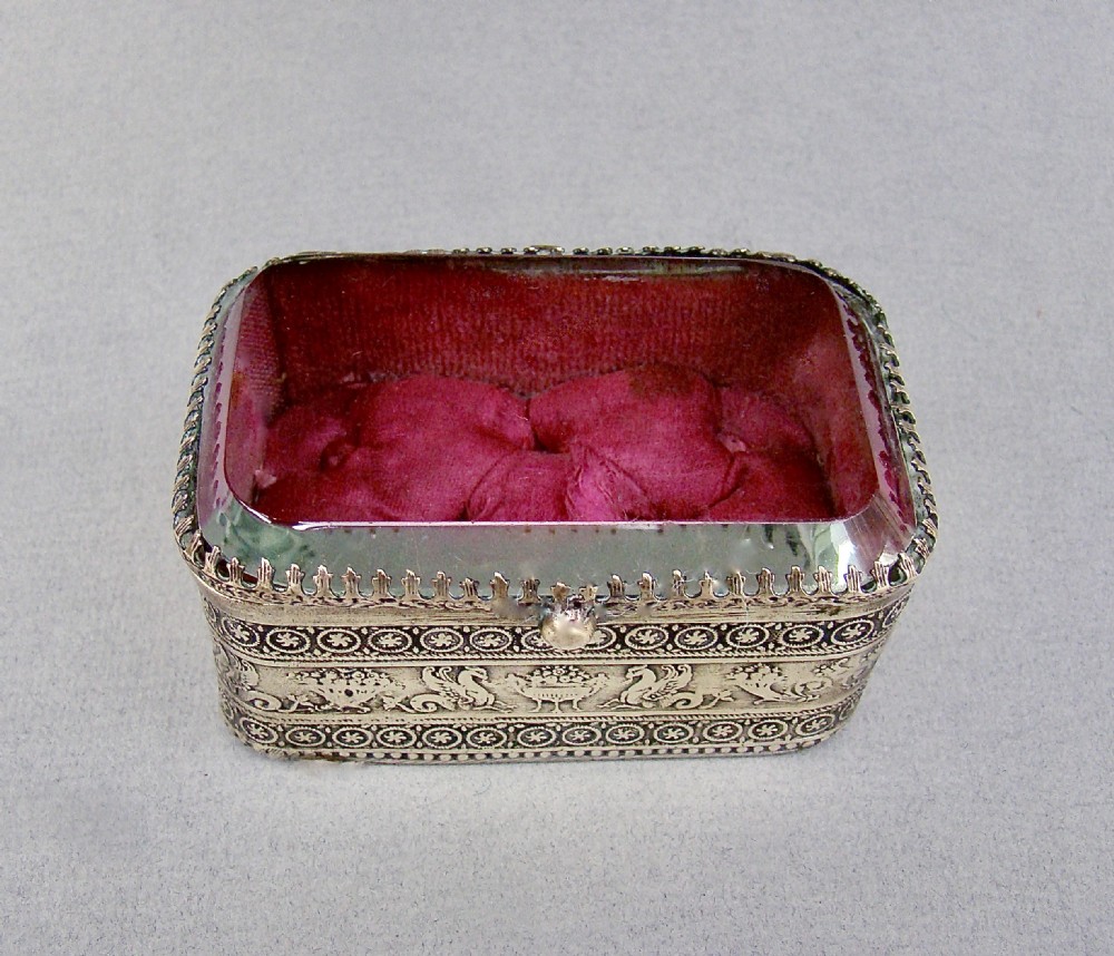 UNUSUAL 19TH C. FRENCH ORMULU & BEVELLED GLASS JEWELLERY CASKET, CIRCA 1890