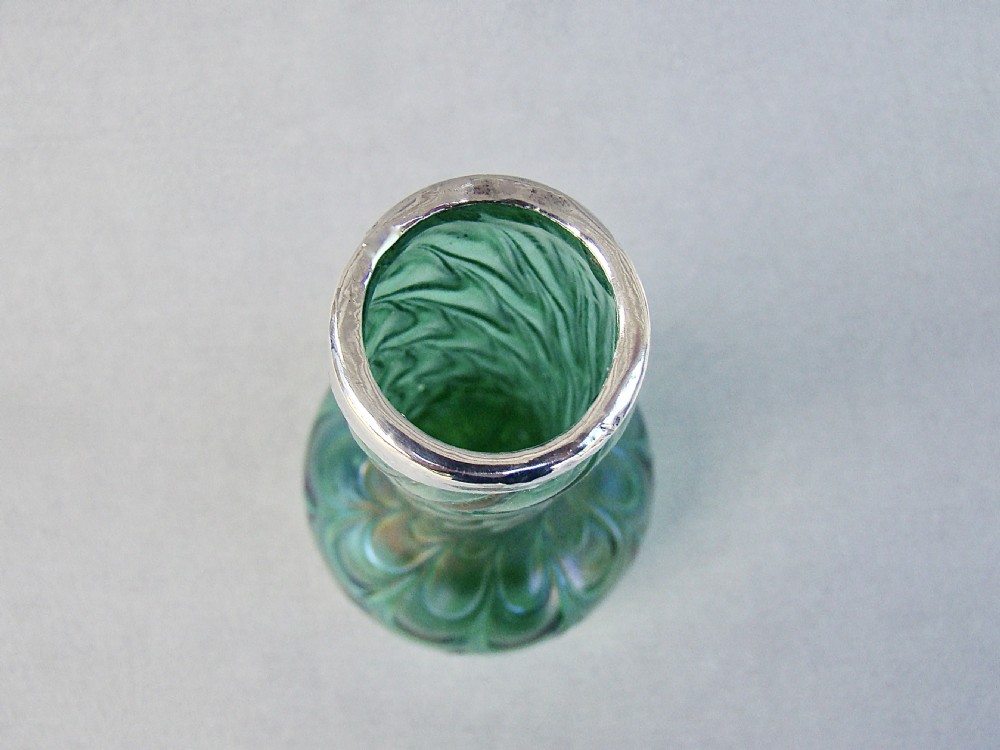 ART NOUVEAU SILVER MOUNTED KRALIK IRIDESCENT GLASS VASE, LONDON 1903 View III