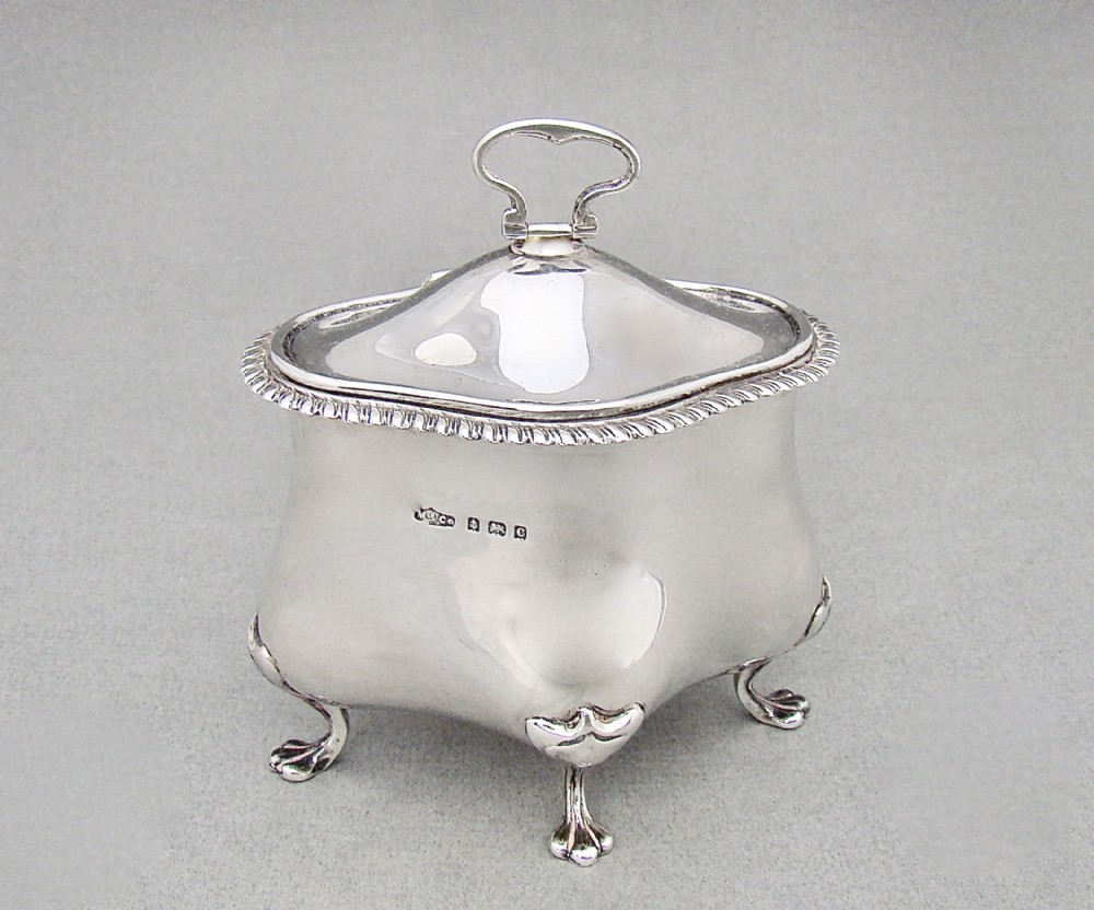 UNUSUAL EDWARDIAN SILVER TEA CADDY BY MARPLES & CO, BIRMINGHAM 1902