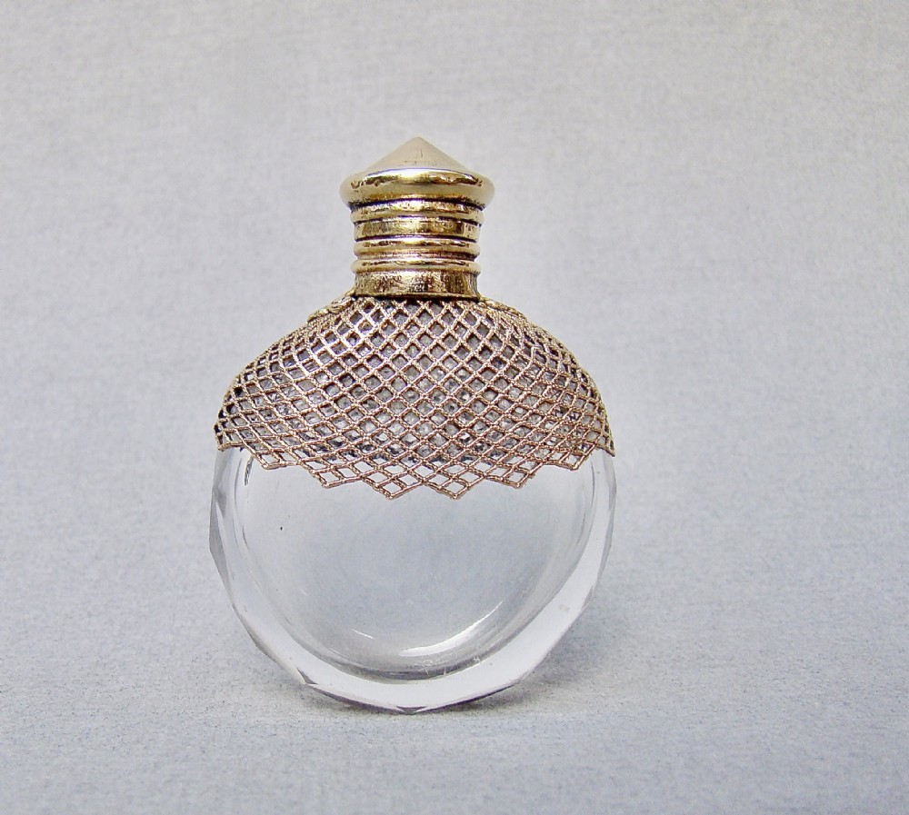 CHARMING 19TH C. FRENCH ORMULU CUT GLASS SCENT BOTTLE, CIRCA 1870