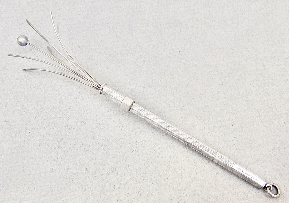 ART DECO STERLING SILVER COCKTAIL SWIZZLE STICK, CIRCA 1930