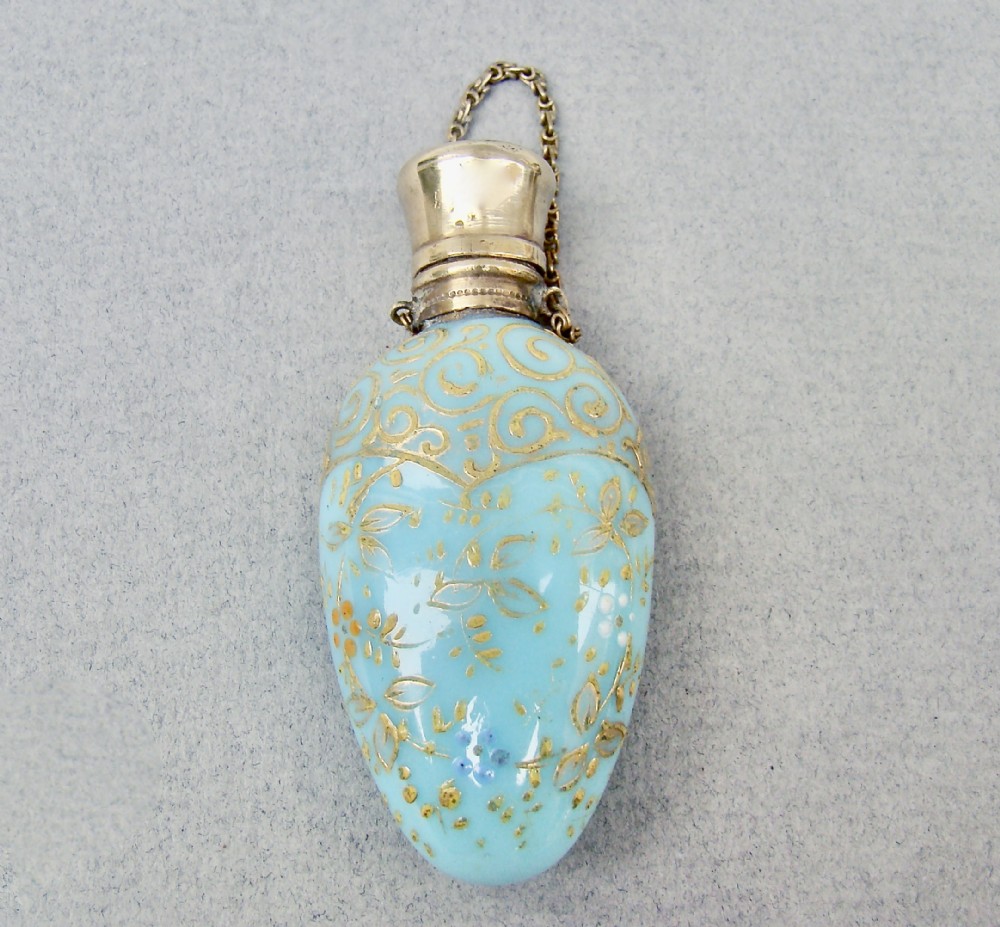 19TH C. FRENCH ORMULU & MOSER GLASS CHATELAINE SCENT BOTTLE, CIRCA 1880
