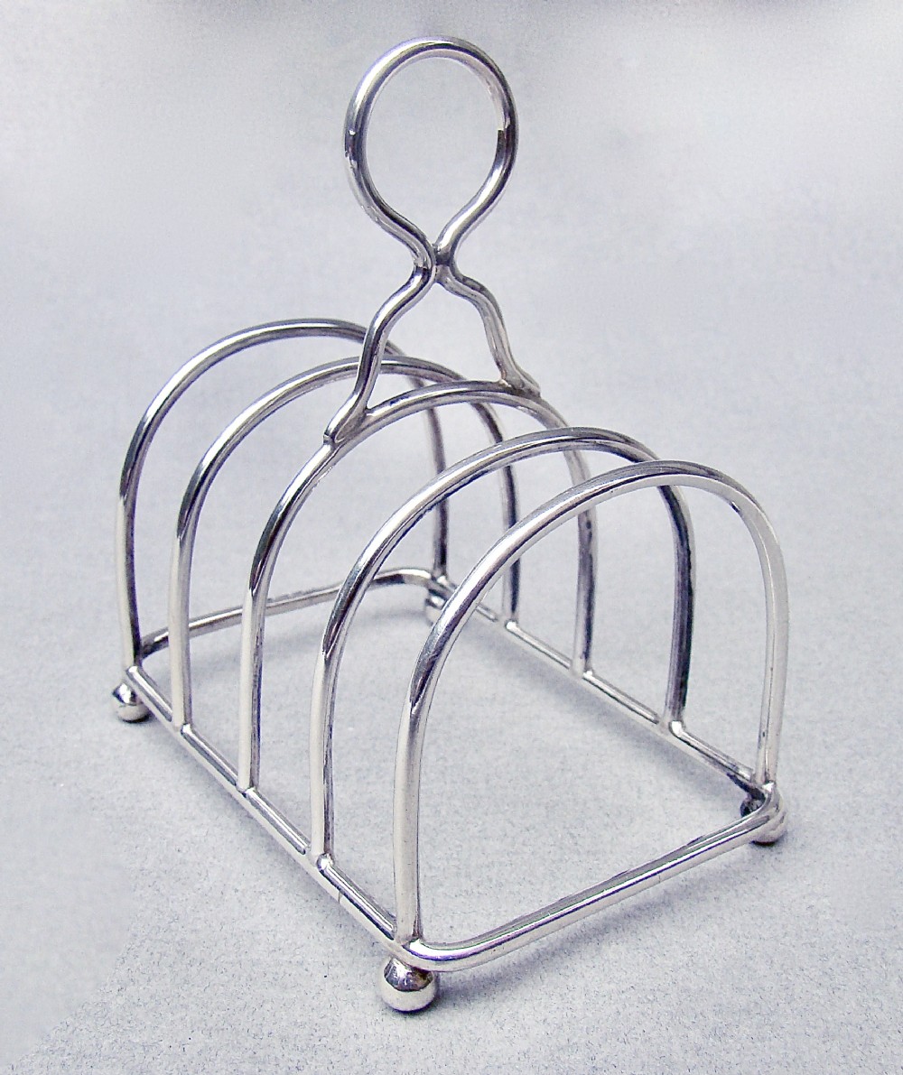GOOD VICTORIAN SOLID SILVER TOAST RACK BY NATHAN & HAYES, CHESTER 1895