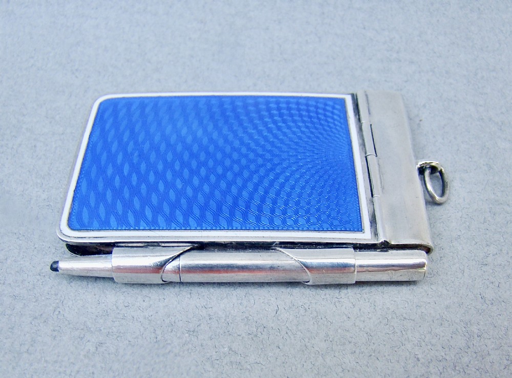 RARE SILVER AND GUILLOCHE ENAMEL AIDE MEMOIRE, LONDON IMPORT MARKS FOR 1911 View III