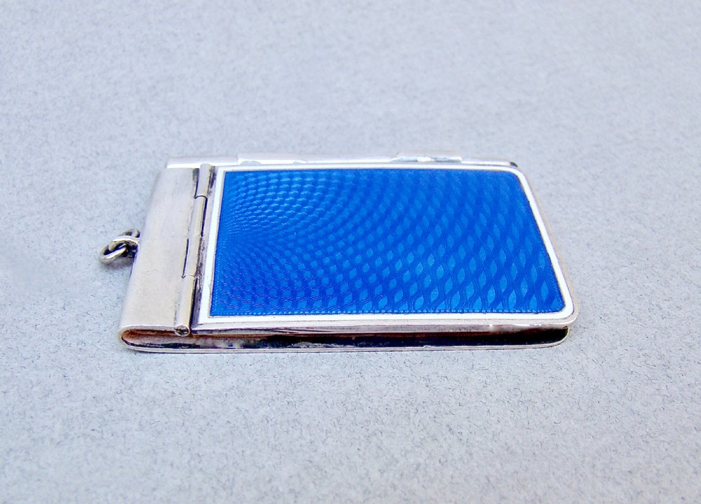 RARE SILVER AND GUILLOCHE ENAMEL AIDE MEMOIRE, LONDON IMPORT MARKS FOR 1911 View V