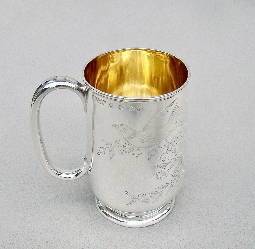 FABULOUS SILVER AESTHETIC MOVEMENT CHRISTENING MUG BY HORACE WOODWARD & CO, BIRMINGHAM 1876