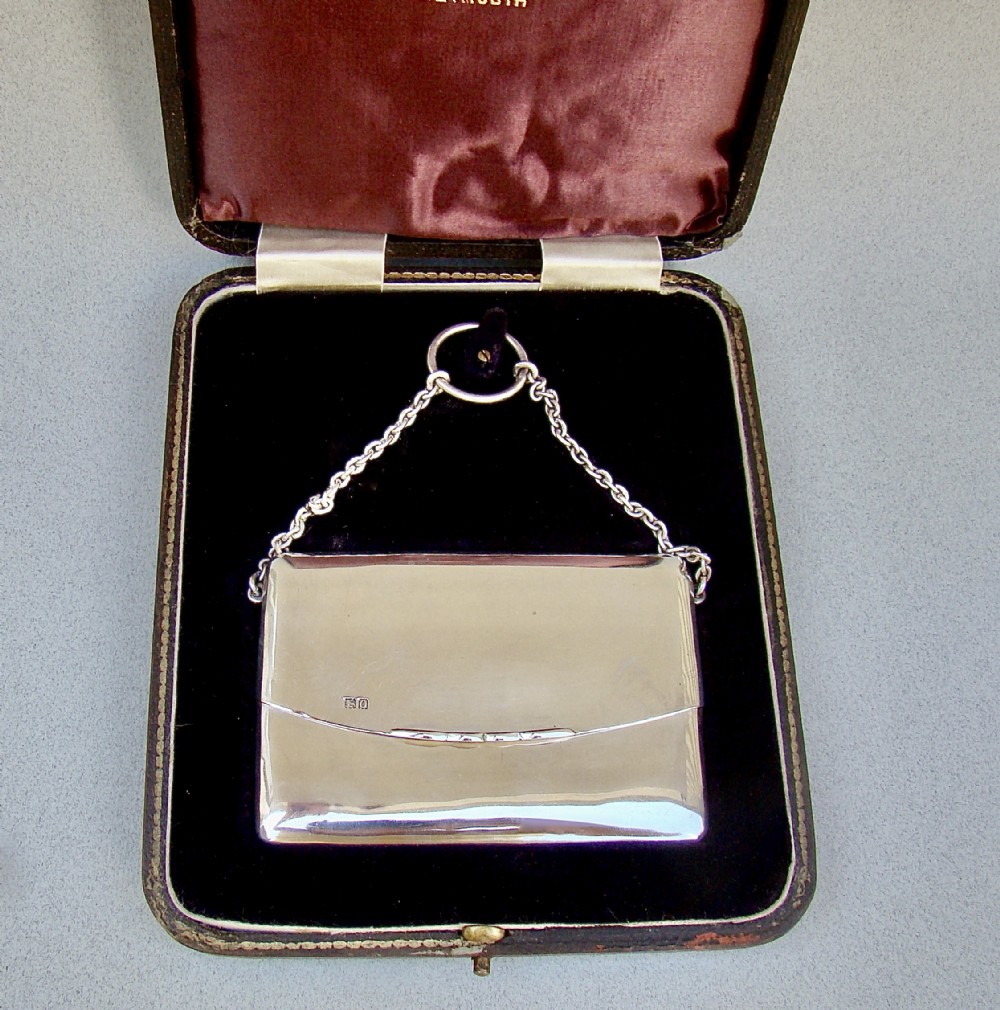 RARE EDWARDIAN SILVER SILVER ENVELOPE CARD CASE BY WILLIAN AITKEN, LONDON 1909