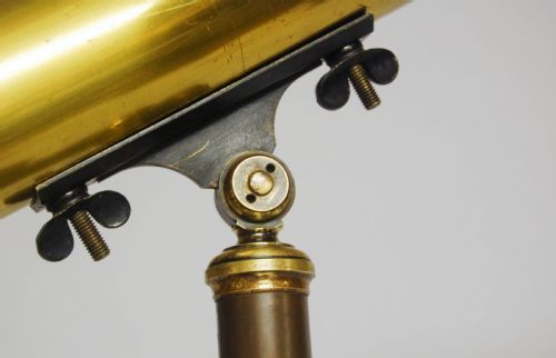 fig 2. French Early Victorian Brass Lacquered Telescope on Walnut Stand with Case