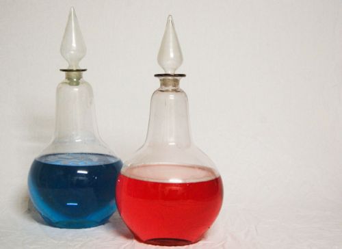 Pair of Large Victorian Chemist Window Display Carboys / Apothecary Jars