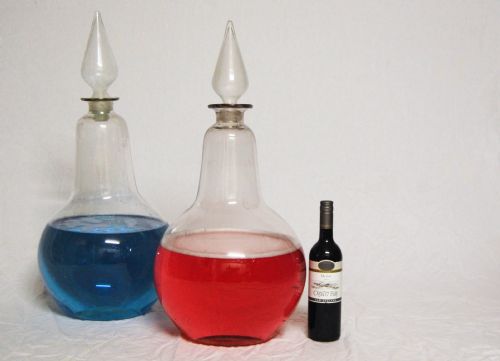 fig 1. Pair of Large Victorian Chemist Window Display Carboys / Apothecary Jars