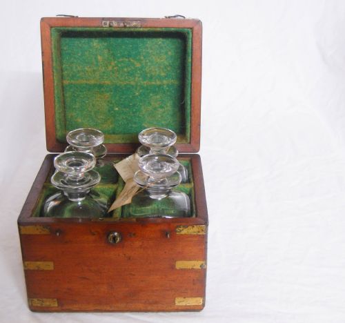 fig 5. Late Victorian Mahogany & Brass Campaign Decanter Set - Naval Provenance to the Second Boer War