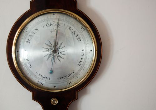 fig 1. Early Nineteenth Century Ten Inch Dial Mahogany & Satinwood 'Banjo' Wheel Barometer by George Bateman London