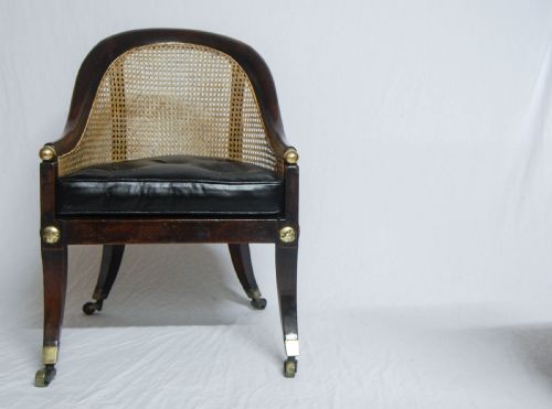 fig 1. Regency Period Oak Bergere Library Chair or Bedroom Chair attributed to Gillows of Lancaster