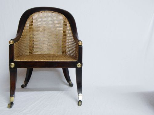 fig 2. Regency Period Oak Bergere Library Chair or Bedroom Chair attributed to Gillows of Lancaster