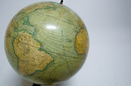 fig 1. Late Victorian French Terrestrial Globe on Cast Iron Base by J. Lebegue & Cie, Paris