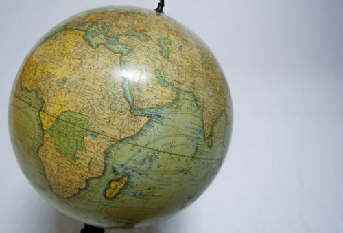 fig 2. Late Victorian French Terrestrial Globe on Cast Iron Base by J. Lebegue & Cie, Paris