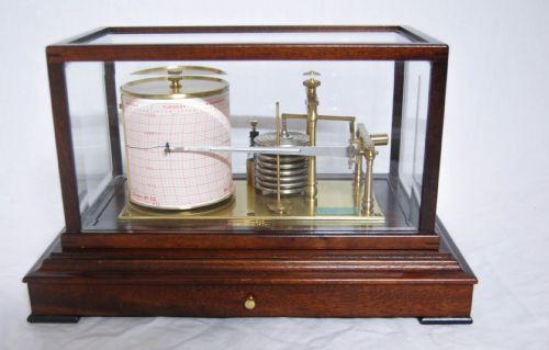 fig 1. Early Twentieth Century Barograph with Mahogany & Glass Case by O. Comitti & Son, London