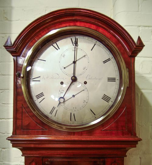 Scottish Regency Period Mahogany Long Case Semi Regulator Clock with Silvered Dial by James Howden & Co, Edinburgh