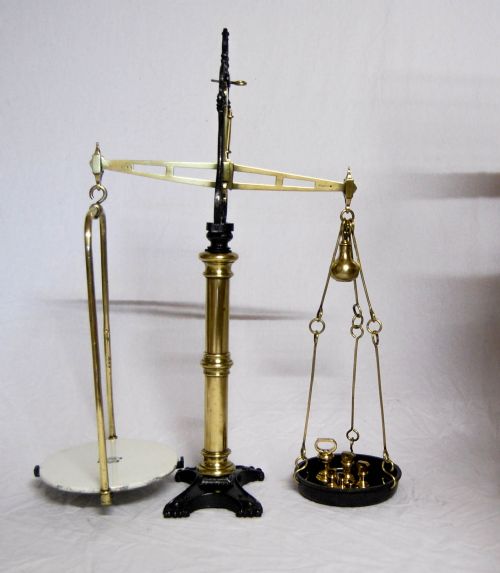 Set of Victorian Dairy Beam Scales by W&t Avery with Brass Weights