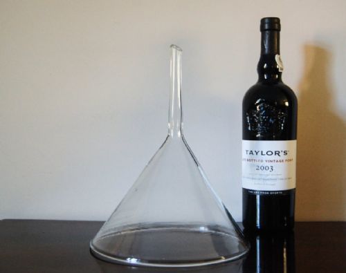 A Large Early Nineteenth Century Hand Blown Glass Wine or Port Decanter Funnel