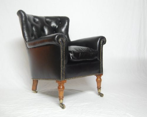 fig 1. A Rare Pair of Early Victorian Bergere Library Chairs by Holland & Sons