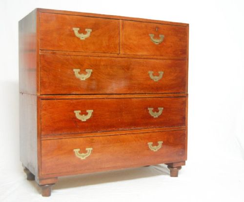 Victorian Two Sectioned Campaign Chest with Brass Flush Handles
