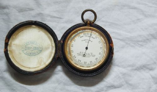 fig 1. Edwardian Pocket Barometer & Altimeter with Original Case by Newton & Co, Fleet St, London