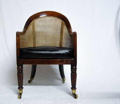 fig 1. Rare Regency Mahogany Bergere Library Tub Chair Attributed to Gillows of Lancaster