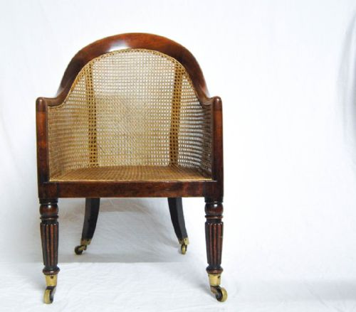 fig 2. Rare Regency Mahogany Bergere Library Tub Chair Attributed to Gillows of Lancaster