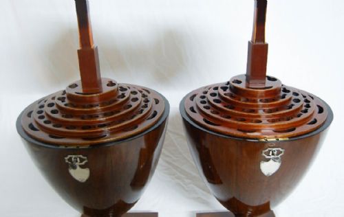 fig 2. Rare Pair of George III Mahogany Knife Urns with Satinwood & Ebony Inlay