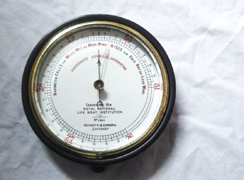 Late Victorian Rnli Fisherman's Aneroid Barometer by Negretti & Zambra, London