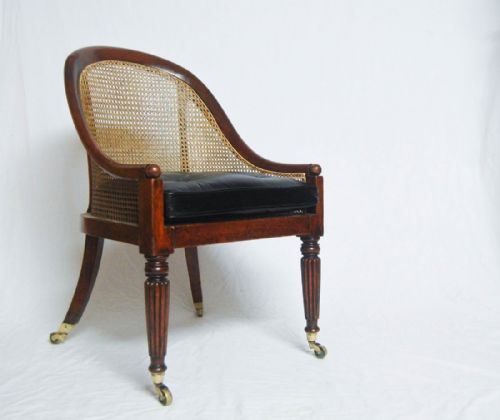Regency Period Beechwood Bergere Library Tub Chair Attributed to Gillows of Lancaster