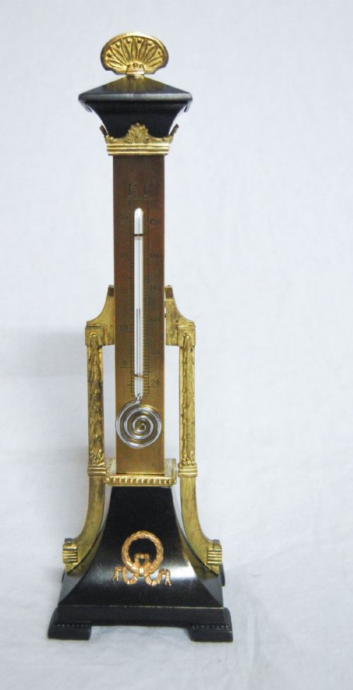 fig 1. Mid Victorian Gilt Brass Sectioned Tower Desk Thermometer