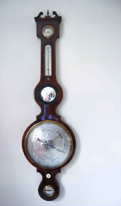 William IV Period Five Dial Mahogany Wheel Barometer by Joseph Cetti & Co of Holborn, London
