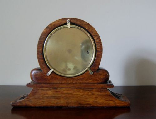 fig 2. Early Victorian Brass Cased Desk Aneroid Barometer by Negretti & Zambra in Carved Oak Case