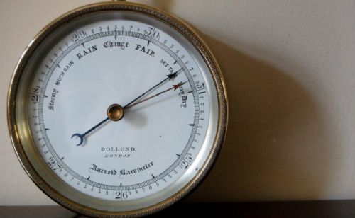 fig 1. Mid Victorian Brass Cased Aneroid Barometer by Dollond of London
