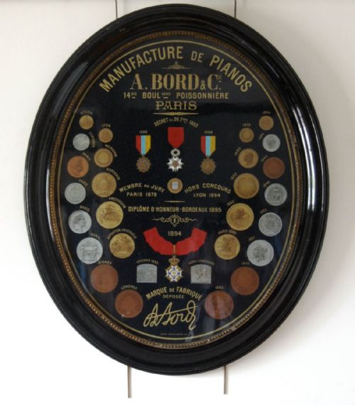 French Victorian Advertising Sign for Antoine Bord & Cie Piano Manufacturers, Paris