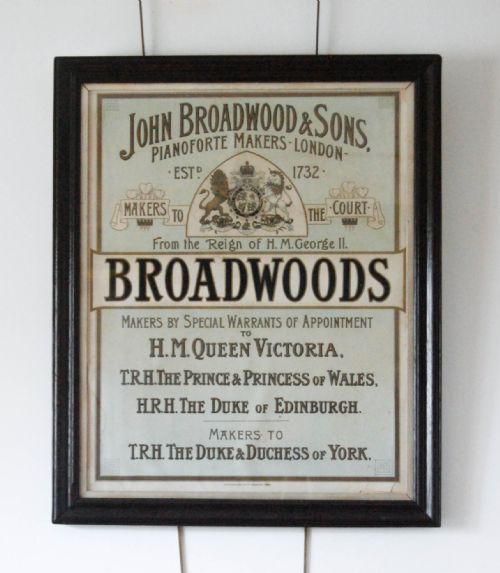 Late Victorian Advertising Print for John Broadwood & Sons Piano Forte Makers, London