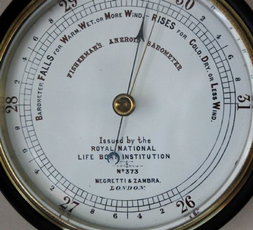 fig 2. Mid-Victorian Fisherman's RNLI Aneroid Barometer by Negretti & Zambra - No 373