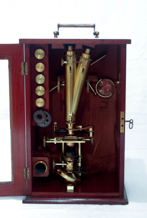 Victorian Cased "Large & Best" Achromatic Binocular Microscope by R&j Beck London