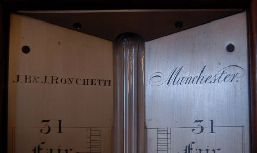 fig 4. Early Victorian Rosewood Stick Barometer with Double Vernier & Bone Float by JB & J Ronchetti Manchester