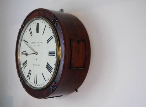 fig 1. Early Victorian Drumhead Dial Wall Clock by James McCabe, Royal Exchange, London