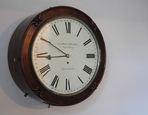 fig 2. Early Victorian Drumhead Dial Wall Clock by James McCabe, Royal Exchange, London