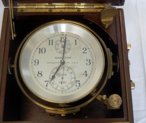 fig 2. World War Two Hamilton Model 21 Two Day Marine Chronometer in Original Case