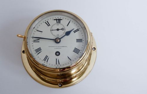 Late Victorian Brass Cased Ship's Clock by Negretti & Zambra, London