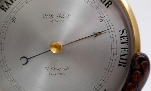fig 1. Bourdon & Richard Aneroid Barometer on Stand Retailed by EG Wood, 74 Cheapside, London