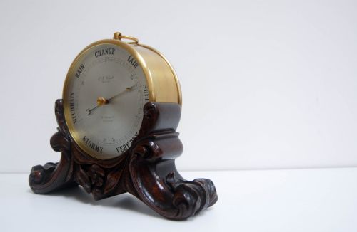 fig 3. Bourdon & Richard Aneroid Barometer on Stand Retailed by EG Wood, 74 Cheapside, London