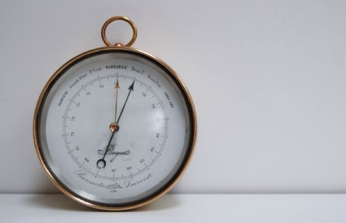 Mid-victorian French Vidi Type Brass Cased Aneroid Barometer by Breguet Paris