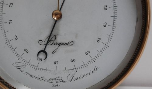 fig 1. Mid-Victorian French Vidi Type Brass Cased Aneroid Barometer by Breguet Paris